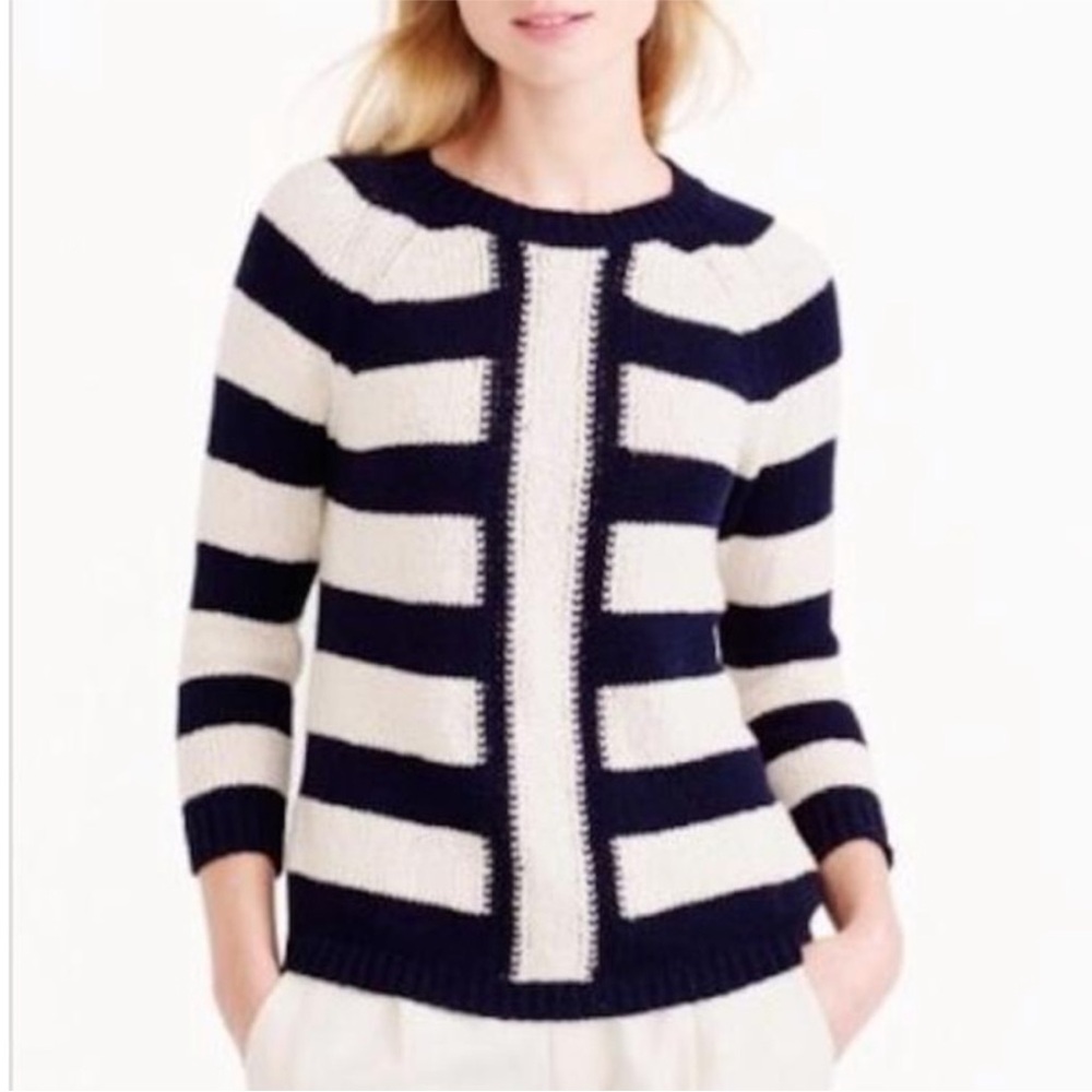 J. Crew Linen Blend Mixed Stripe Sweater Pullover Size Small Knit